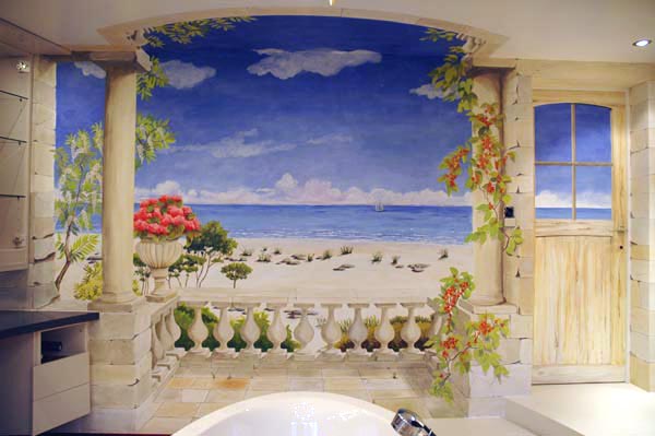 muurschildering badkamer