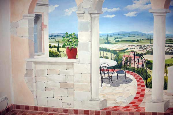 trompe l'oeil peinture murale wim de prez toscane florence