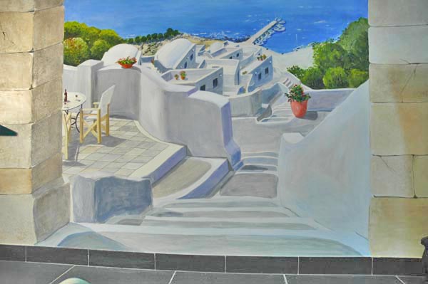 trompe l'oeil peinture murale wim de prez Île grecque